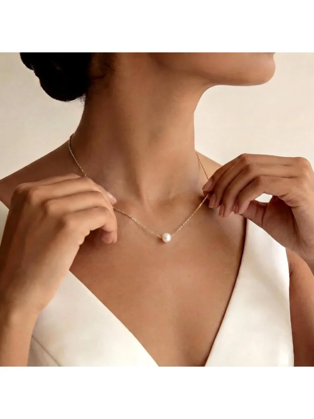 Dainty Freshwater Pearl Necklace, 18K Gold Plated Pendant Jewelry Gift for Women